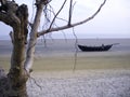 Mandarmoni sea beach ,boat waiting for tidal water,west bengal,India Royalty Free Stock Photo