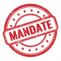 MANDATE text on red grungy vintage round stamp