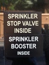 Safety Sign, Sprinkler Valves Royalty Free Stock Photo