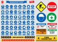 Mandatory signs, construction health, safety sign used in industrial applications safety helmet, gloves, ear protection, eye Royalty Free Stock Photo