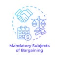 Mandatory subjects of bargaining blue gradient concept icon Royalty Free Stock Photo