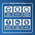 Mandatory warning signs used in industrial applications Royalty Free Stock Photo