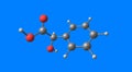 Mandelic acid molecular structure isolated on blue