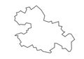 Mandla District of Madhya Pradesh outline map on a white background Royalty Free Stock Photo