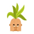 Mandrake root Sick Nausea emoji. Nauseating Legendary mystical p Royalty Free Stock Photo