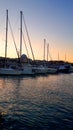 Mandraki Harbour on the Greek island of Rhodes. Royalty Free Stock Photo