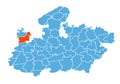 Mandsaur District Map Highlighted on Madhya Pradesh State Map Royalty Free Stock Photo