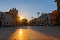 MANDURIA,ITALY - August, 25, 2020, Sunset view at the Carmine Church and Town hall of Manduria, Puglia