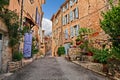 Mane, Forcalquier, Provence, France: ancient alley in the old to Royalty Free Stock Photo