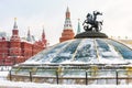 Manege or Manezhnaya Square near Moscow Kremlin in winter, Russia Royalty Free Stock Photo