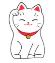 Maneki-neko cat figurine. Lucky cat on the white