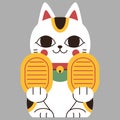 Maneki Neko holding 2 golden coins