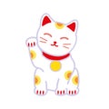 Maneki Neko Japanese cat. Symbol of good luck, fortune and prosperity. Doodle style vector Royalty Free Stock Photo