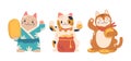 Maneki Neko Lucky Cats, Japanese Figurines With An Upright Paws Symbolizing Good Fortune. Its Beckoning Gesture Royalty Free Stock Photo