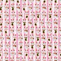 Maneki Neko pair all happy vertical seamless pattern