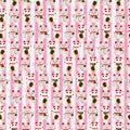 Maneki Neko pair all happy vertical seamless pattern