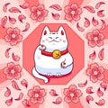 Maneki neko and sakura flowers