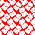 Maneki-neko. Seamless pattern with japanese lucky