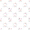 Maneki-neko. Seamless pattern with japanese lucky Royalty Free Stock Photo