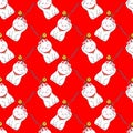 Maneki-neko. Seamless pattern with japanese lucky Royalty Free Stock Photo