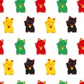 Maneki Neko Seamless pattern. Symbol of good luck, fortune and prosperity Royalty Free Stock Photo