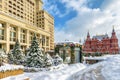 Manezhnaya or Manege Square near Moscow Kremlin in winter, Russia Royalty Free Stock Photo