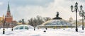 Manezhnaya or Manege Square near Moscow Kremlin in winter, Russia Royalty Free Stock Photo