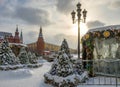 Manezhnaya Square near Moscow Kremlin in winter, Russia Royalty Free Stock Photo