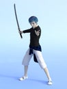 Manga boy in fight pose. Royalty Free Stock Photo