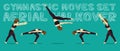 Gymnastic Moves Set Aerial Walkover Manga Cartoon Vector Illustration Royalty Free Stock Photo