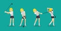 Manga Cartoon Golf Swing Sequence Animation Vector