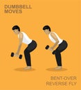 Bent-Over Reverse Fly Dumbbell Moves Manga Gym Set Illustration Royalty Free Stock Photo