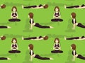 Manga Girl Yoga Salutation Seal Pose Cartoon Seamless Wallpaper