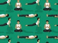 Manga Man Yoga Salutation Seal Pose Cartoon Seamless Wallpaper