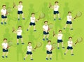 Tennis Forehand Return Man Cartoon Character Illustration Seamless Background