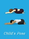 Manga Style Cartoon Yoga Child`s Pose