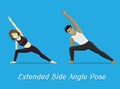 Manga Style Cartoon Yoga Extended Side Angle Pose