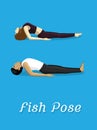 Manga Style Cartoon Yoga Fish Pose