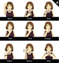 Manga Style Sign Language Set 4 Colors Royalty Free Stock Photo