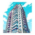 Manga-style Skyscraper Stickers With Post-and-beam Architecture