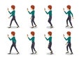 Manga Woman Smartphone Walking Sequence Animation Vector