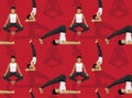 Manga Yoga Plow Pose Man Cartoon Background Seamless Wallpaper