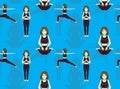 Manga Yoga Girl Mountain Pose Cartoon Seamless Wallpaper