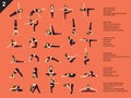 Manga Yoga Woman Poses Set Cartoon Vector Illustration 2