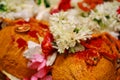 Mangal sutra with flowers in South Indian wedding