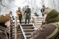 Mangali, Latvia, Museum of Lozmetejkalns, January 9, 2016 - Reenactment of world war two battle in Latvia