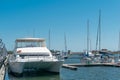 Mangalia, Constanta, Romania - July 7, 2017: boat anchored at the Mangalia`s harbor in Romania, Europe. Royalty Free Stock Photo