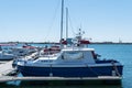 Mangalia, Constanta, Romania - July 7, 2017: Control of Civil Navigation boat anchored at the Mangalia harbor in Romania, Europe. Royalty Free Stock Photo