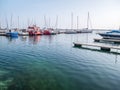 Many boats and yachts anchored at the touristic port or harbor in Mangalia, Constanta Royalty Free Stock Photo