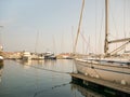 Many boats and yachts anchored at the touristic port or harbor in Mangalia, Constanta Royalty Free Stock Photo